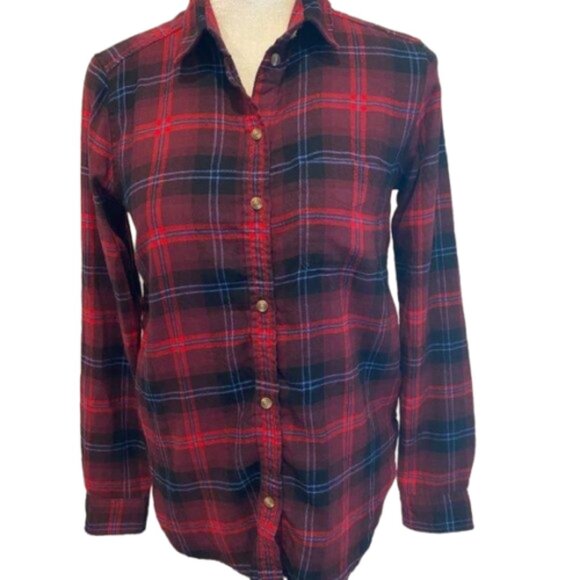 American Eagle Amazingly Soft Red Plaid Flannel Button Down Shirt Size XS #1621 - Picture 1 of 10